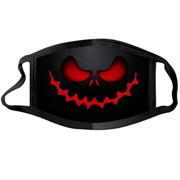 Red Carved Pumpkin Halloween Mask New - Picture 2 of 3